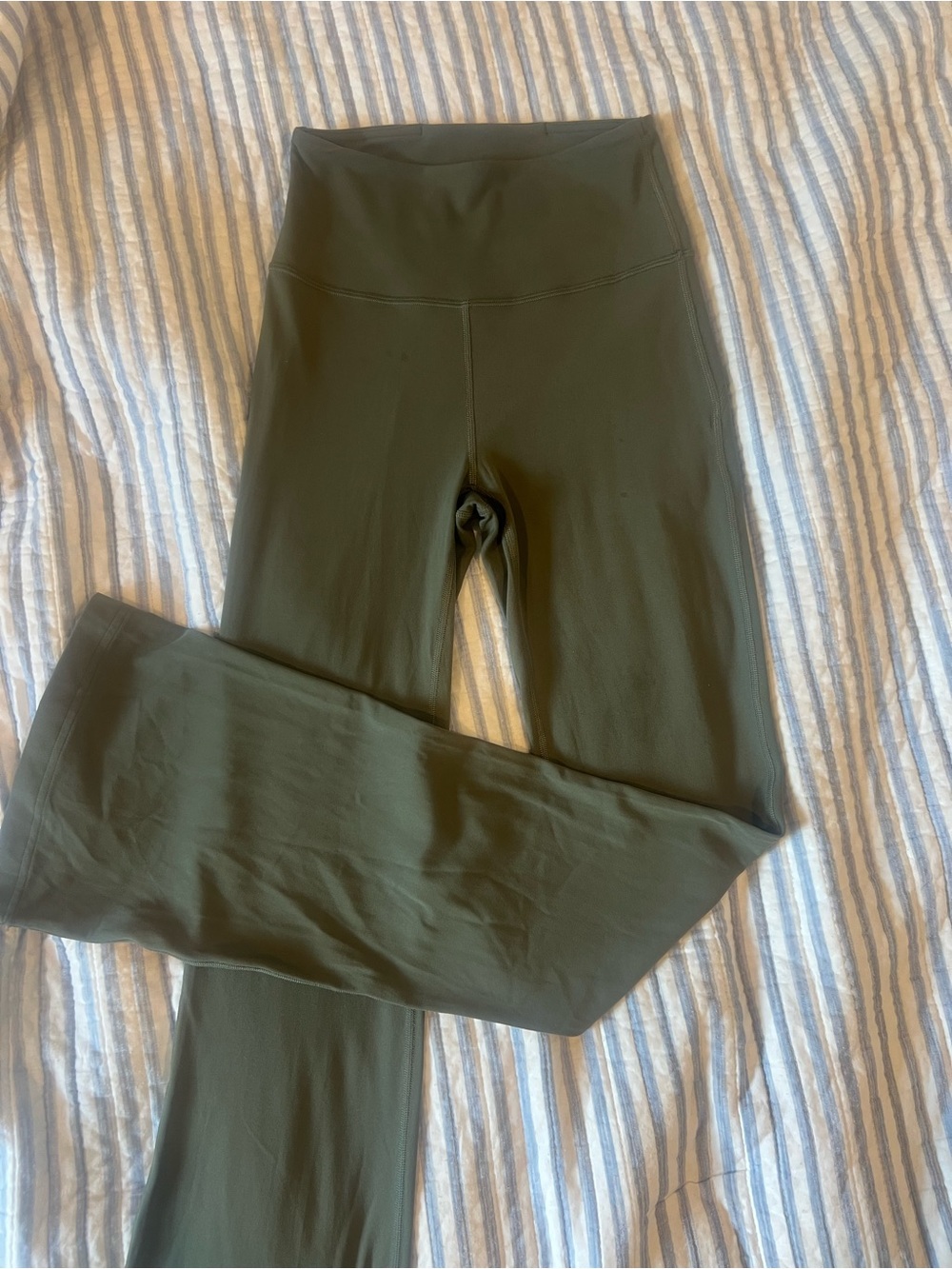 Lululemon Groove Nulu High-Rise Flared Leggings in Muted Army Green